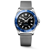 Longines Hydroconquest 42mm L3.788.4.90.6 - bracciale e cassa acciaio - quadrante nero lucido - ghiera blu